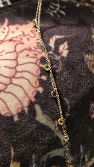 Pulsera Oro Chapado Plata con Piedras Rosas