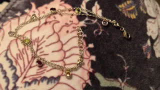 Pulsera Oro Chapado Plata con Piedras Rosas