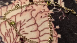 Pulsera Oro Chapado Plata con Piedras Rosas