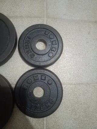 Barra de pesas con discos y seguros