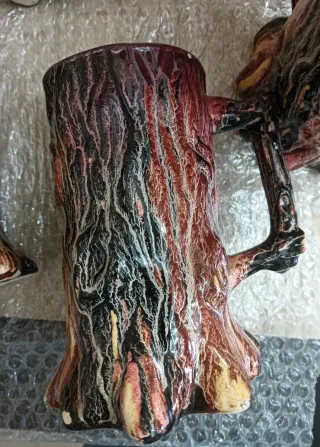 Jarra y vasos estilo tronco años 70