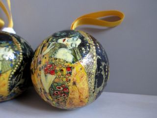 3 Palline Natale Klimt Fatte a Mano