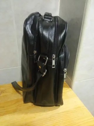 Bolso Geopardy Piel Negro Hombre Nuevo