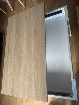 Mesa de centro elevable madera y blanco