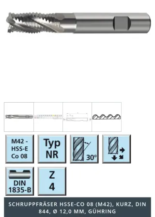 Fresa 4 cortes 12 mm Gühring
