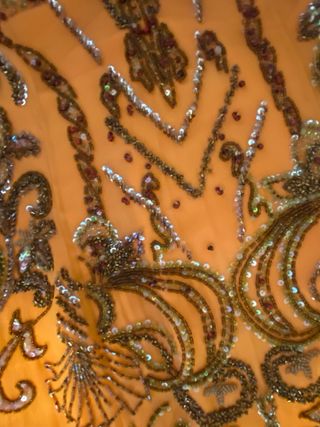 Vestido fiesta naranja pedrería talla 42