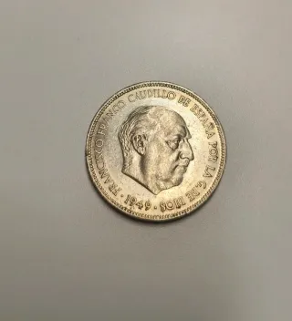 Moneda 5 Pesetas Franco 1949 *49