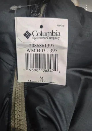 Chaqueta Columbia acolchada verde oliva