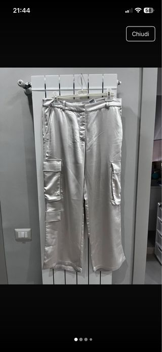 Pantaloni Zara raso perla