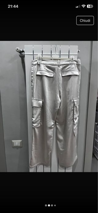 Pantaloni Zara raso perla