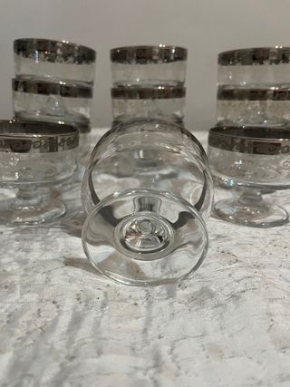 Set 12 Coppe in Vetro Vintage con Bordo Argentato