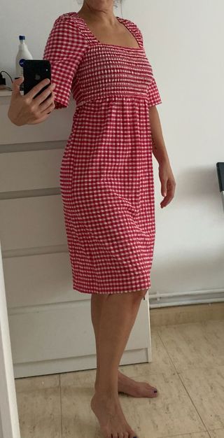 Abito Ganni a quadri rosso