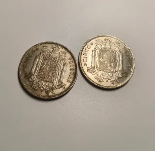 2 Monedas 5 Pesetas Franco 1949 *50