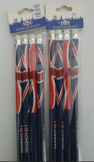 Matite I Love London con Union Jack, 2 confezioni