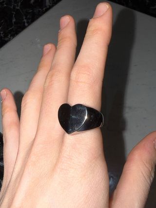 Anillo Sello Corazón Plata