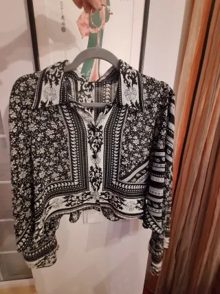 Camisa corta estampada manga larga