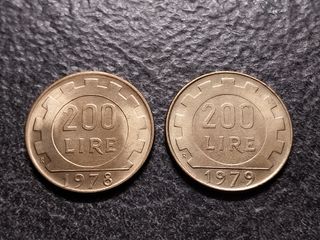 200 Lire 1978 e 1979 Ruota Dentata Italia