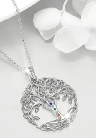 Collar Plata Árbol de la Vida Chakras