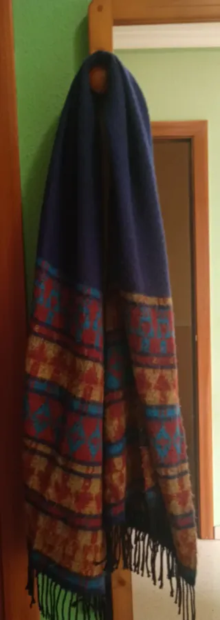 Bufanda grande azul multicolor