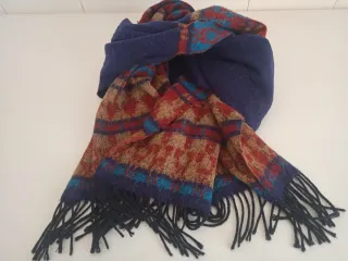 Bufanda grande azul multicolor