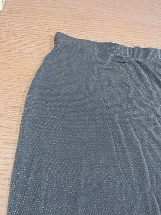 Falda larga plateada brillante