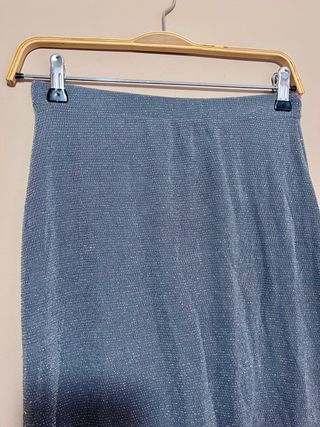 Falda larga plateada brillante