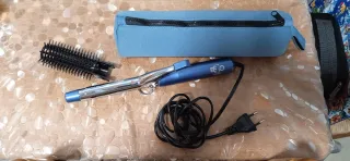 Planchas con funda protectora rizador de pelo azul