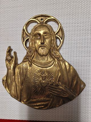 Placa Sagrado Corazón Bronce Antigua