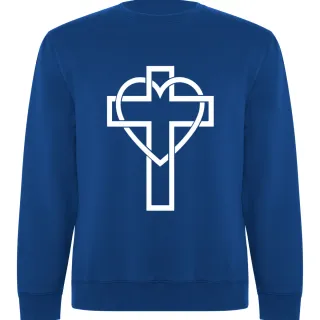 Sudadera gris con corazón y cruz