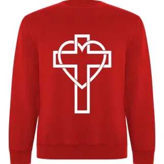 Sudadera gris con corazón y cruz