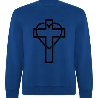 Sudadera gris con corazón y cruz