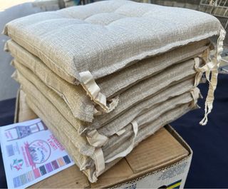 6 Cuscini Sedia Morbidone 40x40 Con Lacci Beige