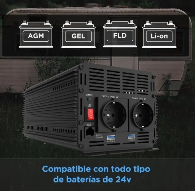 Inversor Corriente 24V 2000W