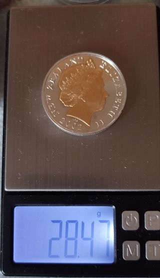 Moneta in argento proof Giubileo d'Oro di Elisabetta II 2002