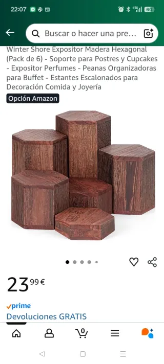 Expositor hexagonal de madera