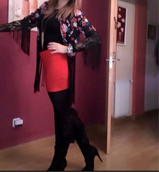 Kimono Bershka flores flecos talla única