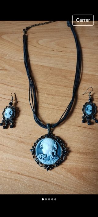 Conjunto Cameo Gótico Collar y Pendientes