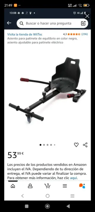 Hoverboard Azul con Bluetooth + Cargador + Asiento