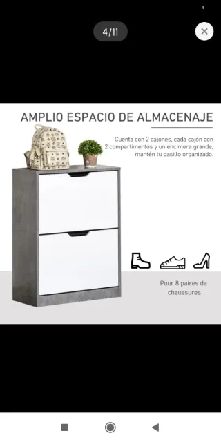 Zapatero recibidor 8 pares