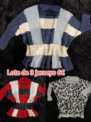 Lote 3 jerseys  punto mujer talla única.