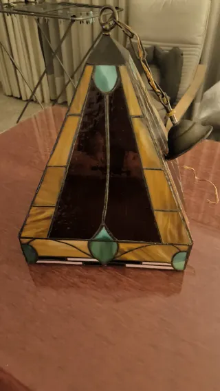Lámpara antigua Tiffany cristal y metal