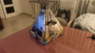 Lámpara antigua Tiffany cristal y metal