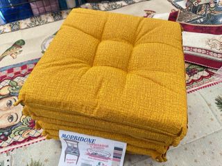 6 Cuscini Sedia Morbidone 40x40 Con Lacci Giallo