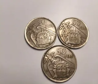 3 Monedas 50 Pesetas 1957