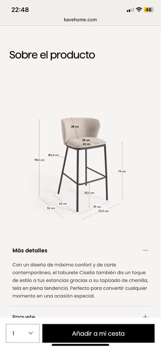 Pack 2 Taburetes Kave Home