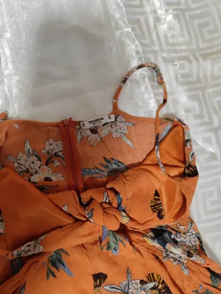 Mono corto estampado floral naranja