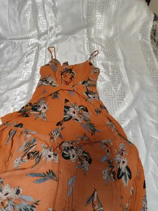 Mono corto estampado floral naranja