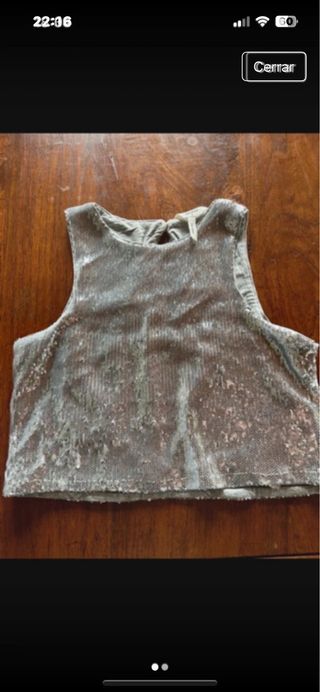 Top lentejuelas plateadas talla única