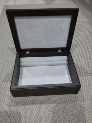 Caja joyero madera y plata diseño acolchado