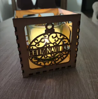 Scatola portacandele personalizzata in legno per Natale